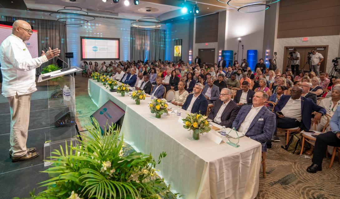 Jamaica’s Minister of Tourism, Hon Edmund Bartlett addresses hundreds of travel advisors at the 4th Annual American Society of Travel Advisors (ASTA), at Sandals South Coast, on Sunday, August 24, 2025.